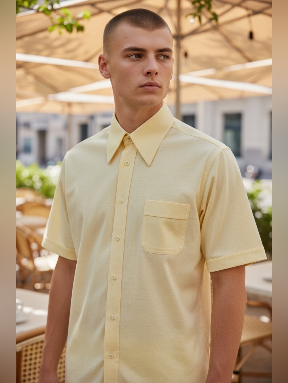 Givenchy Pale Yellow Short Sleeve Button-Up Polo Shirt
